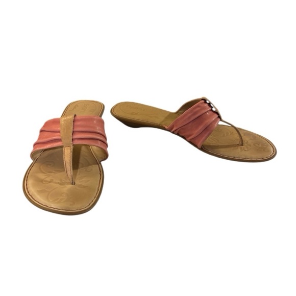 Børn Peach Cushion Leather T-Strap Thong Flip Flop Comfortable Sandals – Size 9 - Picture 2 of 5